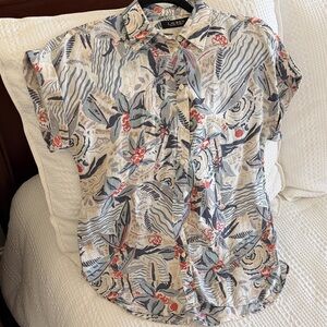 Ralph Lauren Women's Floral Blouse - Cream and Red